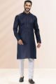 Blue Linen Cotton Kurta Pajama (NMK-6734)