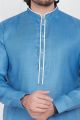 Blue Linen Cotton Kurta Pajama (NMK-7586)