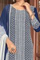 Blue Rayon Salwar Kameez (NWS-6760)