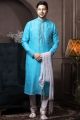 Blue Silk Kurta Pajama for Men (NMK-6032)