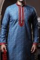 Blue Silk Kurta Pajama for Men (NMK-6090)