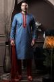 Blue Silk Kurta Pajama for Men (NMK-6090)