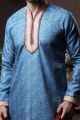 Blue Silk Mens Kurta Pajama (NMK-6089)