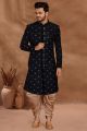 Blue Velvet Sherwani for Men (NMK-5783)