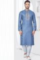 Blueish Grey Jaquard Kurta Pajama (NMK-7819)