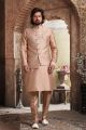 Brown Art Banarasi Silk Mens Nehru Jacket (NMK-5605)