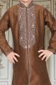 Brown Art Dupion Kids Kurta Pajama (NKK-553)