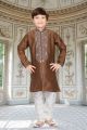 Brown Art Dupion Kids Kurta Pajama (NKK-553)