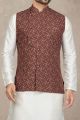 Brown Art Silk Mens Nehru Jacket (NMK-6964)