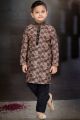 Brown Cotton Printed Boys Kurta Pajama (NKK-781)