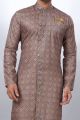 Brown Cotton Printed Mens Indo Western (NMK-6932)