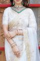 Butterfly Soft Net White Saree (NWSA-6142)