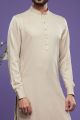 Casual Beige Art Banarasi Silk Mens Kurta (NMK-7067)