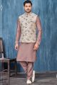 Coffee Art Banarasi Silk Nehru Jacket (NMK-7423)