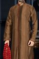 Coffee Brown Art Dupion Kurta Pajama (NMK-3401)