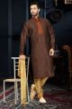 Coffee Brown Art Dupion Men's Kurta Pajama (NMK-3403)