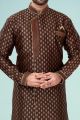 Coffee Brown Banarasi Jaquard Kurta Pajama (NMK-4857)