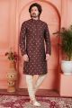 Coffee Brown Jaquard Silk Brocade Kurta (NMK-7763)