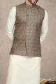 Coffee Cotton Mens Nehru Jacket (NMK-6955)