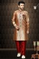 Copper Giccha Silk Men's Indo Western Kurta (NMK-3205)