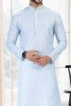 Cotton Digital Print Blue Kurta Pajama for Men (NMK-6663)