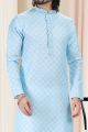 Cotton Digital Print Blue Mens Kurta (NMK-6672)