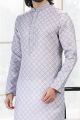 Cotton Digital Print Grey Mens Kurta (NMK-6673)