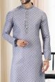 Cotton Digital Print Kurta Pajama in Grey (NMK-6678)