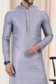 Cotton Digital Print Kurtas in Grey (NMK-6668)