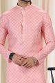 Cotton Digital Print Peach Kurta for Men (NMK-6676)