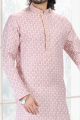 Cotton Digital Print Peach Mens Kurta Pajama (NMK-6661)