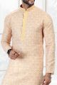 Cotton Digital Print Yellow Mens Kurta Pajama (NMK-6665)