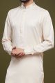 Cream Art Banarasi Silk Casual Kurta for Men (NMK-7075)