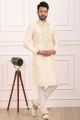 Cream Art Banarasi Silk Kurta Pajama (NMK-7007)