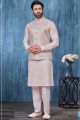 Cream Art Banarasi Silk Nehru Jacket (NMK-7394)