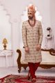 Cream Art Banarasi Silk Sherwani (NMK-5538)