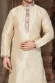 Cream Art Dupion Kurta Pajama (NMK-2904)