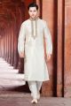 Cream Art Dupion Kurta Pajama (NMK-2961)