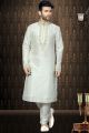 Cream Art Dupion Kurta pajama (NMK-3187)