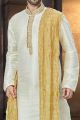 Cream Art Dupion Regular Kurta Pajama (NMK-3805)