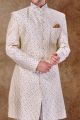 Cream Art Silk Grooms Sherwani (NMK-6761)