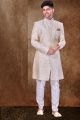 Cream Art Silk Grooms Sherwani (NMK-6761)