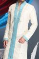 Cream Art Silk Men's Kurta Pajama (NMK-1601)