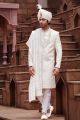 Cream Art Silk Mens Sherwani (NMK-7159)