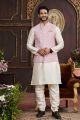 Cream Art Silk Nehru Jacket (NMK-7949)