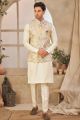 Cream Art Silk Nehru Jacket (NMK-7998)