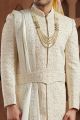 Cream Art Silk Sherwani for Men (NMK-7624)