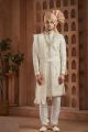 Cream Art Silk Sherwani (NMK-7623)