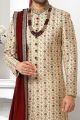 Cream Art Silk Thread work Sherwani (NMK-6260)