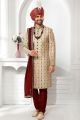 Cream Art Silk Thread work Sherwani (NMK-6260)